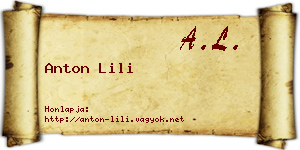 Anton Lili névjegykártya